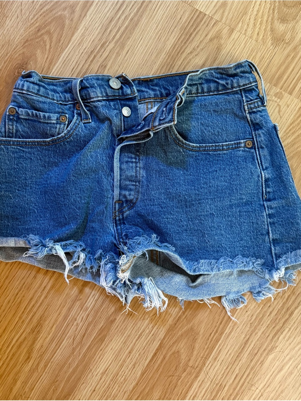 Levi's Blue Distressed Denim Cutoff Shorts